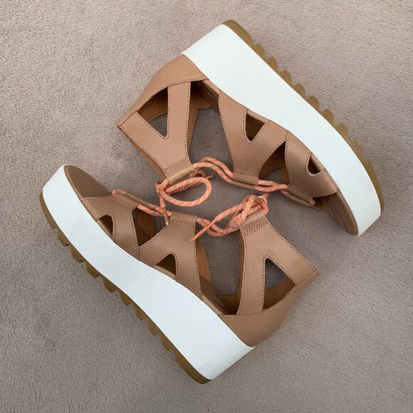 Sorel Cameron Lace Up Leather Platform Wedge Sandals Sz8 - Picture 10 of 16